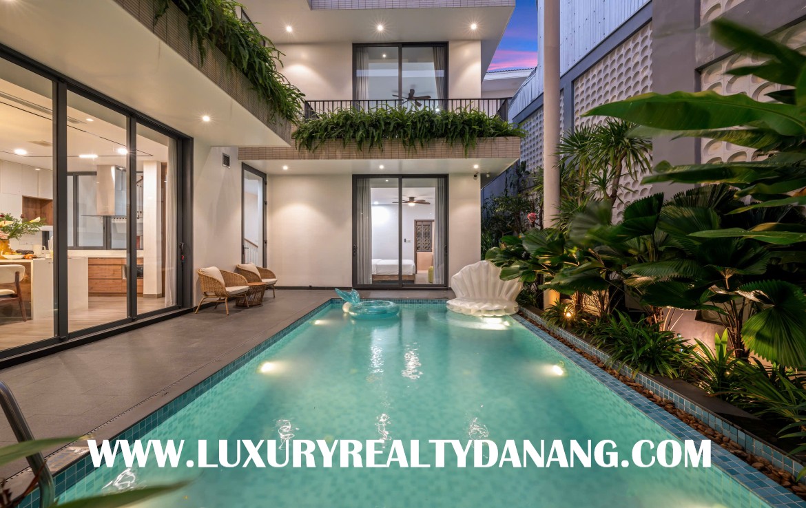 Danang villa for rent in Hai Chau district, Vietnam, four bedrooms, swimming pool.