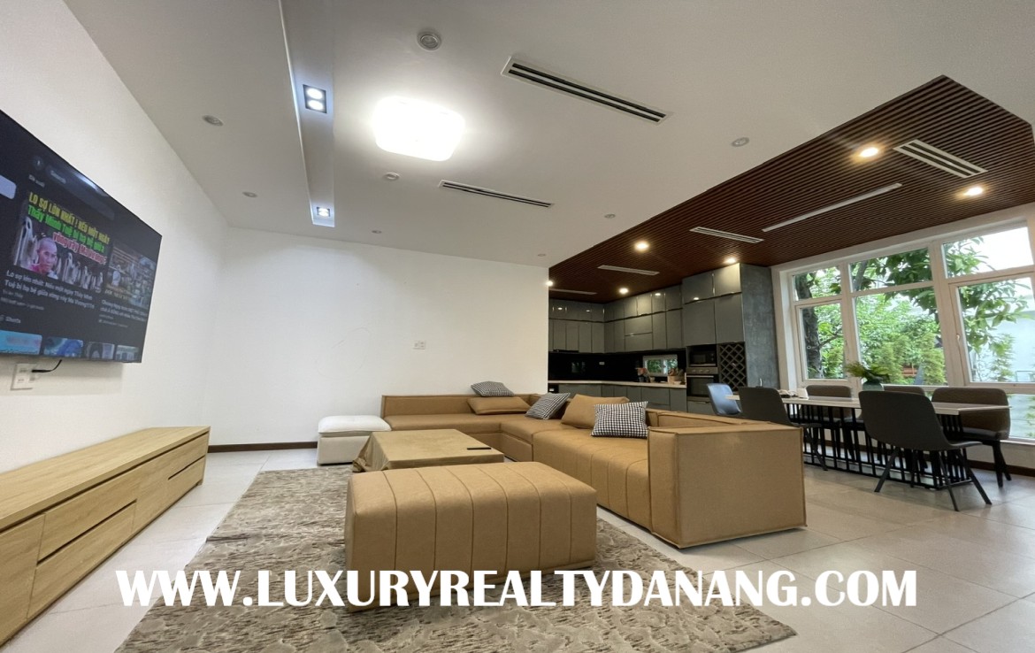 Euro villa Danang for rent in Son Tra district, Vietnam, four bedrooms, garden