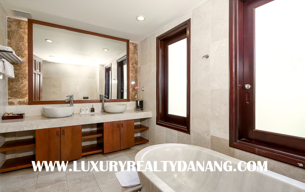 Furama luxury villa Danang, in Vietnam, just near My Khe beach bay, greenery design