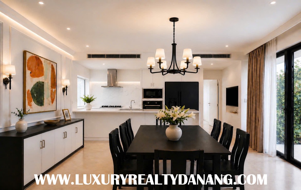 Golf course Villa rental Danang in The Dune Residences, in Vietnam, three bedrooms, Western style
