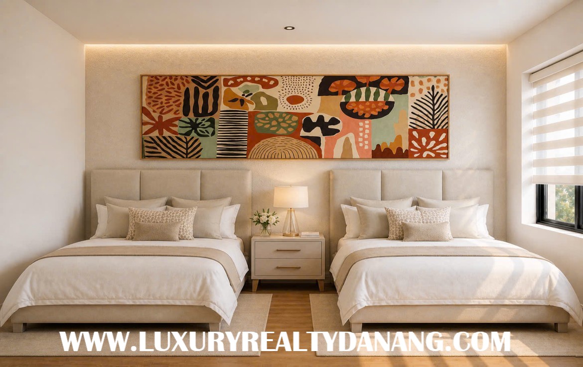 Golf course Villa rental Danang in The Dune Residences, in Vietnam, modern and fresh decoartion