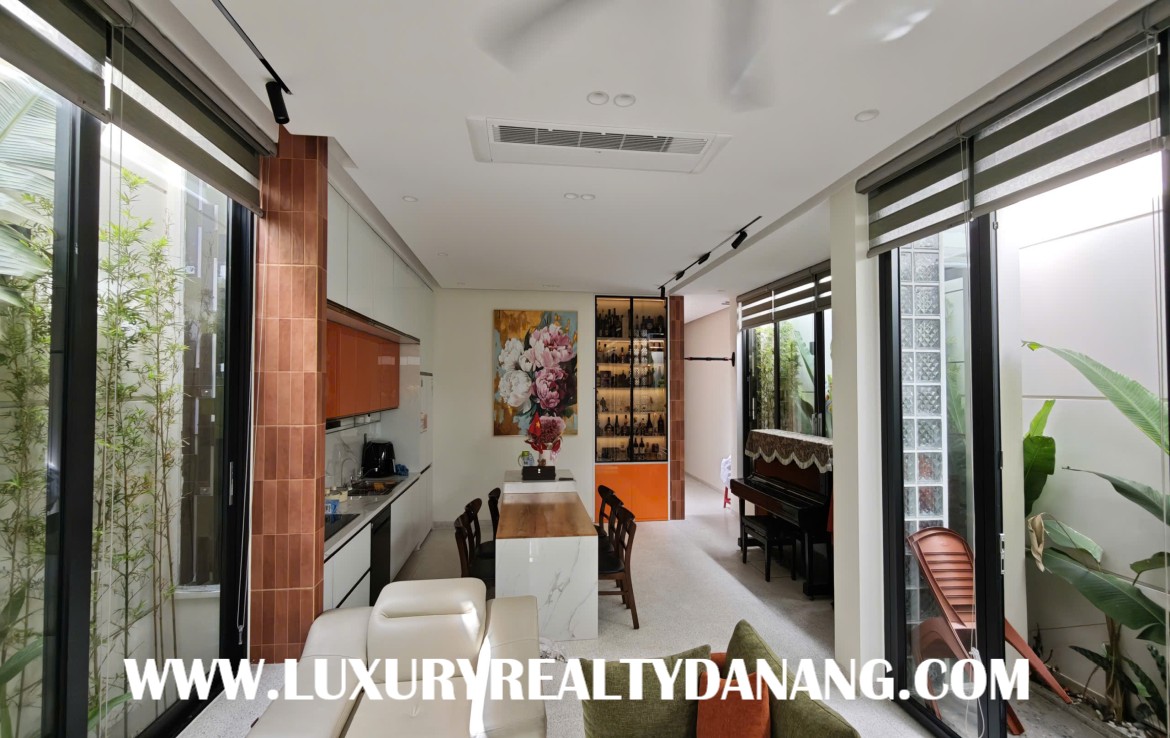 Modern house for rent Danang near Lotte Mart supermarket, in Vietnam, near the river