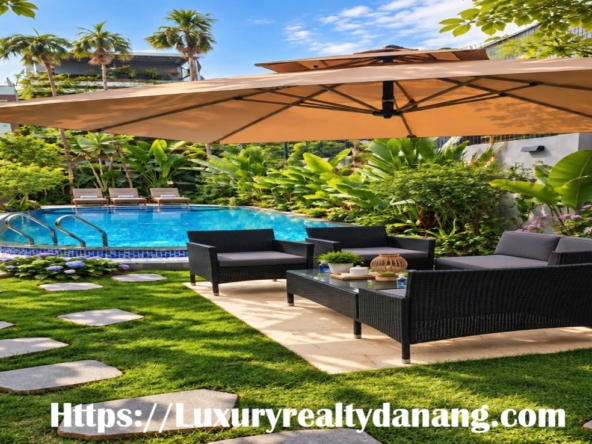 Green villa for rent Danang, near My Khe beach, in Vietnam, Western style