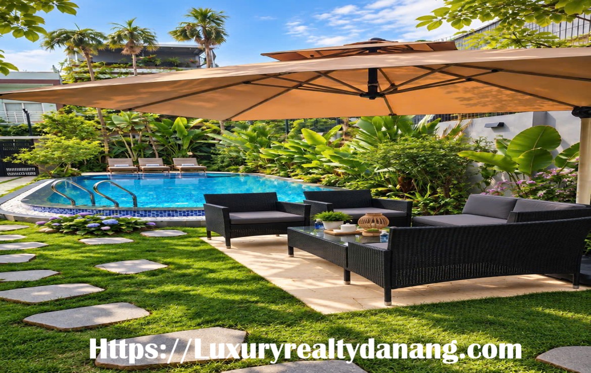 Green villa for rent Danang, near My Khe beach, in Vietnam, Western style